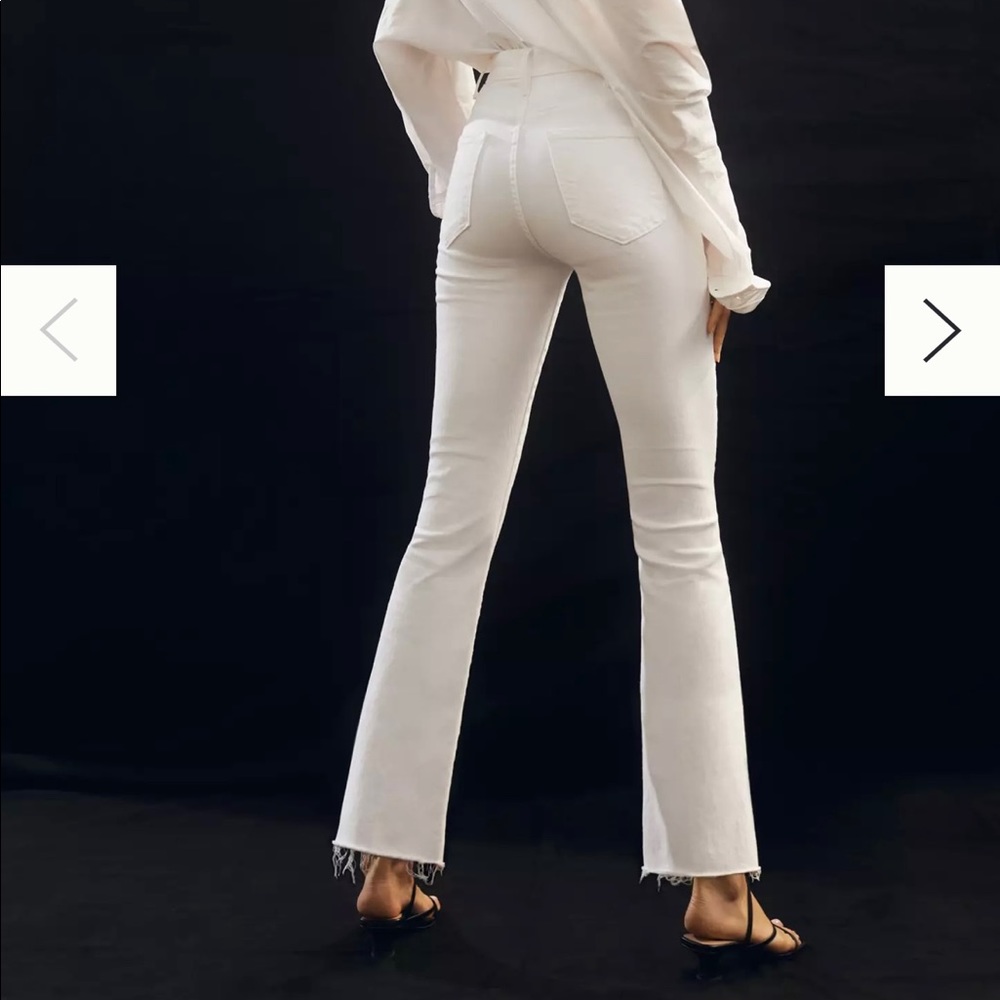 MOTHER The Hustler Ankle Fray White Jeans